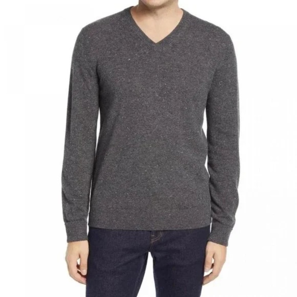 Everlane 100% Cashmere Sweater Men’s Gray V Neck Long Sleeve Size Medium